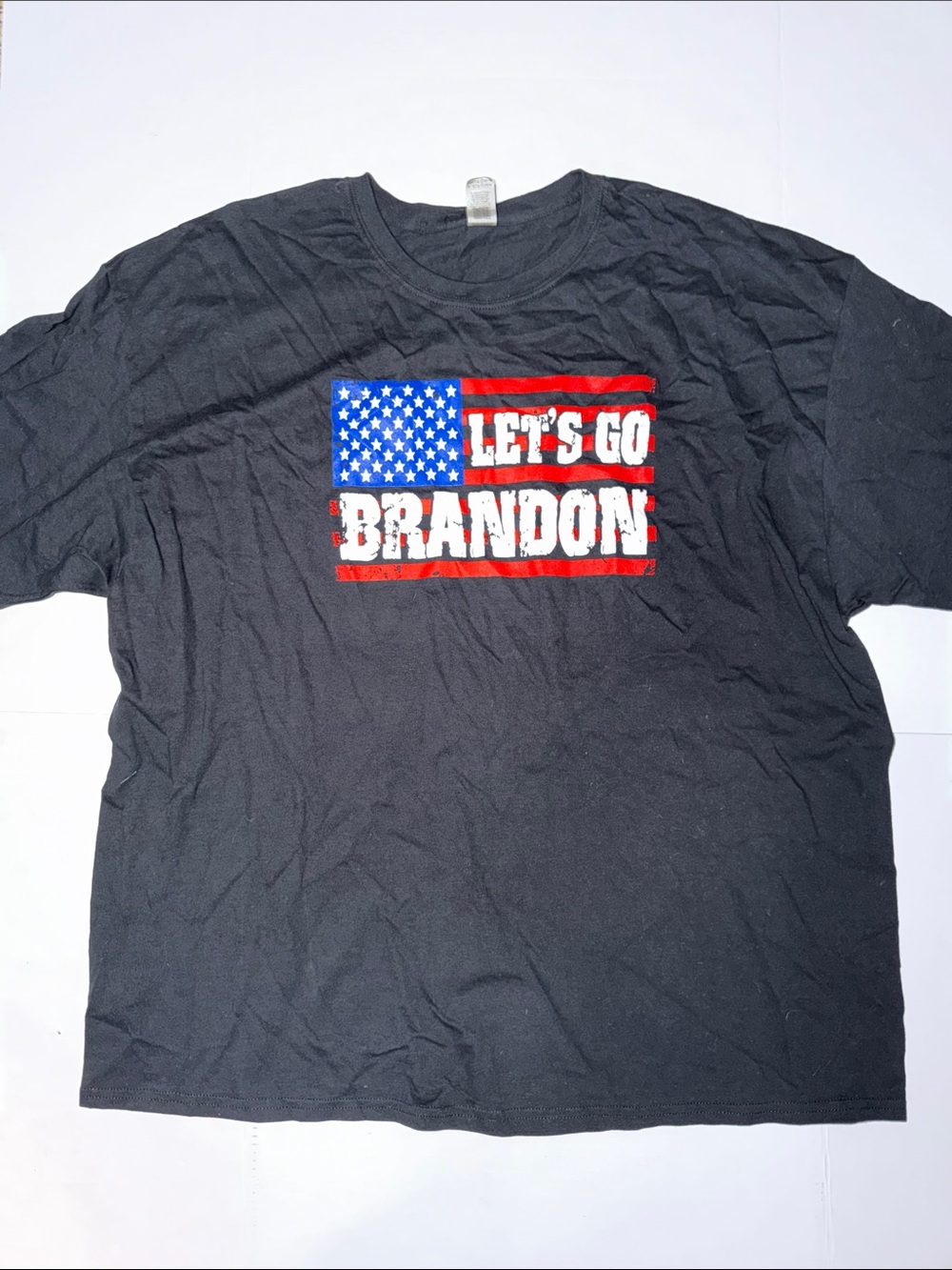 Gildan Black "Let's Go Brandon" Flag Graphic Tee